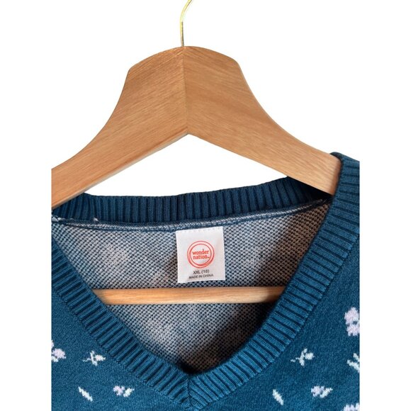 Wonder Blue Floral Sweater V-Neck Vest Girl's Size XXL NWT - Picture 2 of 4